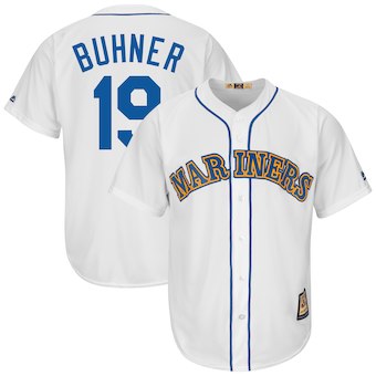 Men's Seattle Mariners #19 Jay Buhner Majestic White Cooperstown Collection Cool Base Player Jersey Men's Seattle Mariners #19 Jay Buhner Majestic White Cooperstown Collection Cool Base Player Jersey