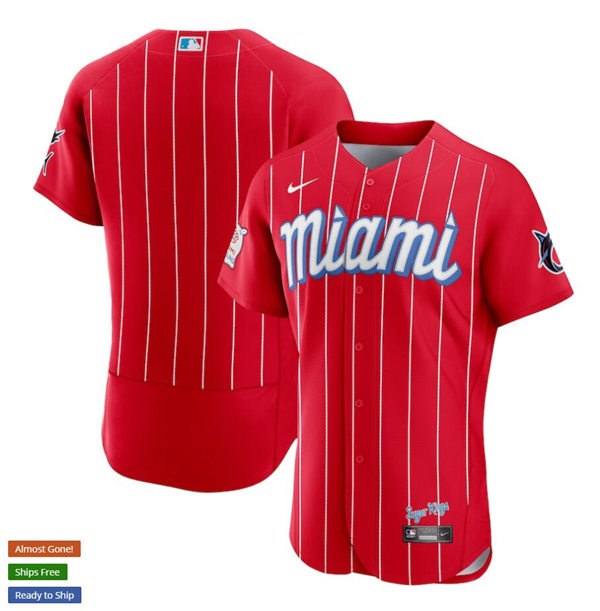 Men's Miami Marlins Nike Red 2021 MLB City Connect Team Jersey