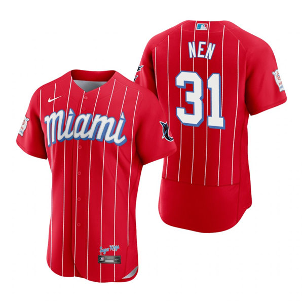 Men's Miami Marlins Retired Player #31 Robb Nen Nike Red 2021 MLB City Connect Jersey Men's Miami Marlins Retired Player #31 Robb Nen Nike Red 2021 MLB City Connect Jersey