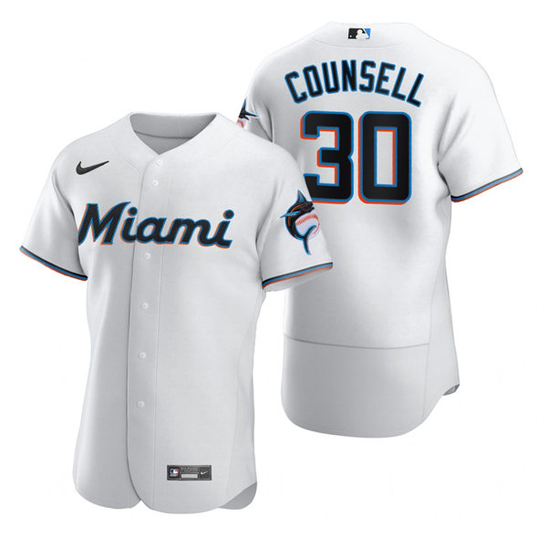 Men's Miami Marlins Retired Player #30 Craig Counsell Nike White Home Flex Base Jersey