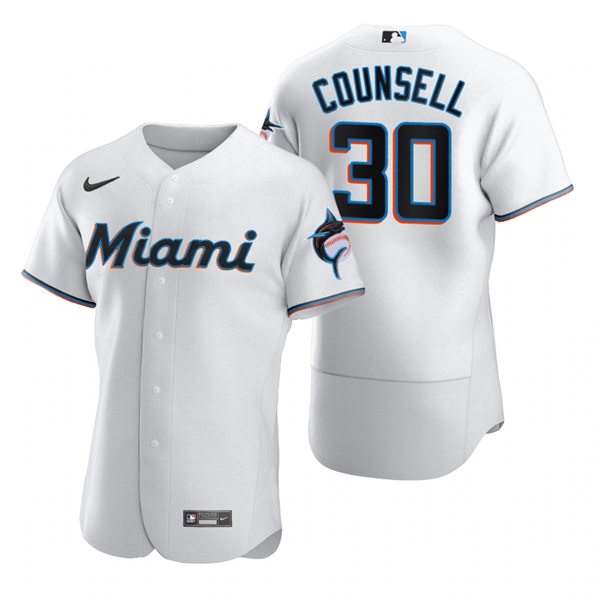Men's Miami Marlins Retired Player #30 Craig Counsell Nike White Home Flex Base Jersey
