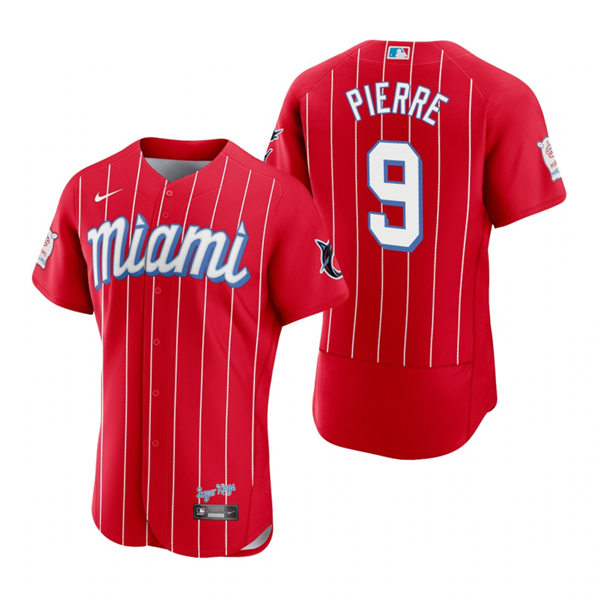 Men's Miami Marlins Retired Player #9 Juan Pierre Nike Red 2021 MLB City Connect Jersey