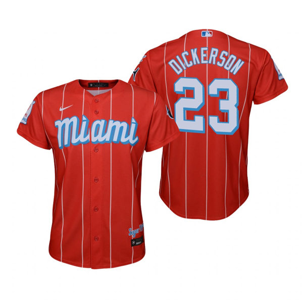 Youth Miami Marlins #23 Corey Dickerson Nike Red 2021 City Connect Replica Jersey