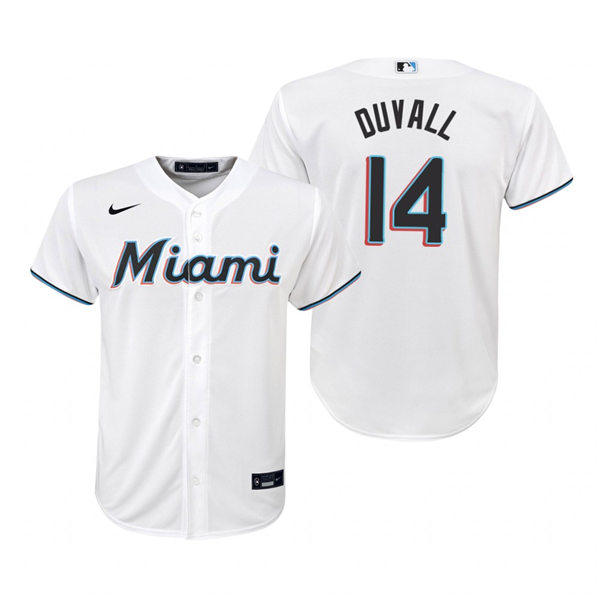 Youth Miami Marlins #14 Adam Duvall Nike White Jersey