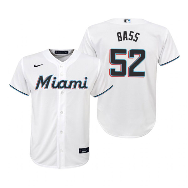 Youth Miami Marlins #52 Anthony Bass Nike White Jersey