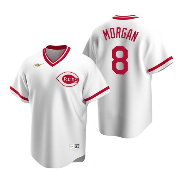 Men's Cincinnati Reds Retired Player #8 Joe Morgan Nike White Cooperstown Collection Jersey