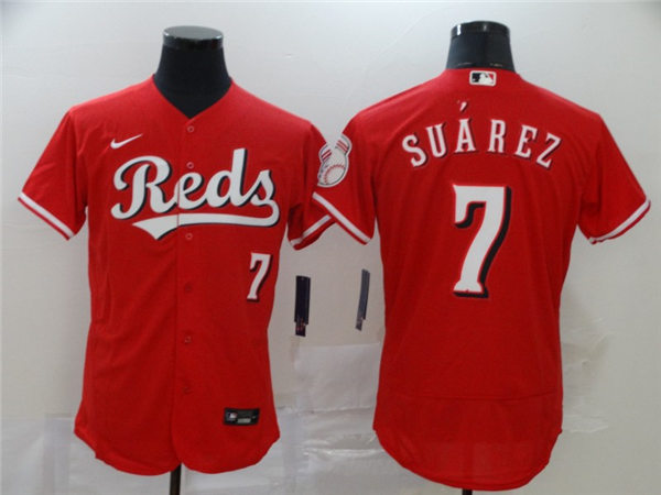 Men's Cincinnati Reds #7 Eugenio Suarez Nike Scarlet Alternate Reds Flex Base Player Jersey