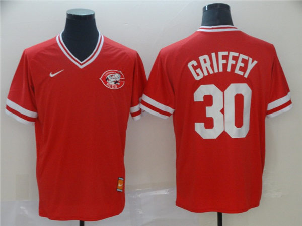 Men's Cincinnati Reds Retired Player #30 Ken Griffey Jr. Nike Scarlet Cooperstown Collection Jersey