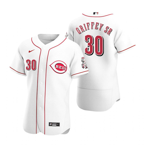 Men's Cincinnati Reds Retired Player #30 Ken Griffey Jr.. Nike White Home Flex Base Player Jersey Men's Cincinnati Reds Retired Player #30 Ken Griffey Jr.. Nike White Home Flex Base Player Jersey