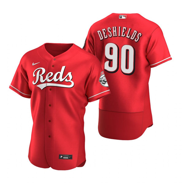 Men's Cincinnati Reds #90 Delino DeShields Nike Scarlet Alternate Reds Flex Base Player Jersey