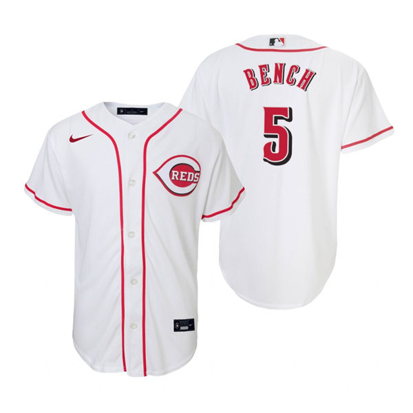 Youth Cincinnati Reds Retired Player #5 Johnny Bench Nike White Home Jersey Youth Cincinnati Reds Retired Player #5 Johnny Bench Nike White Home Jersey