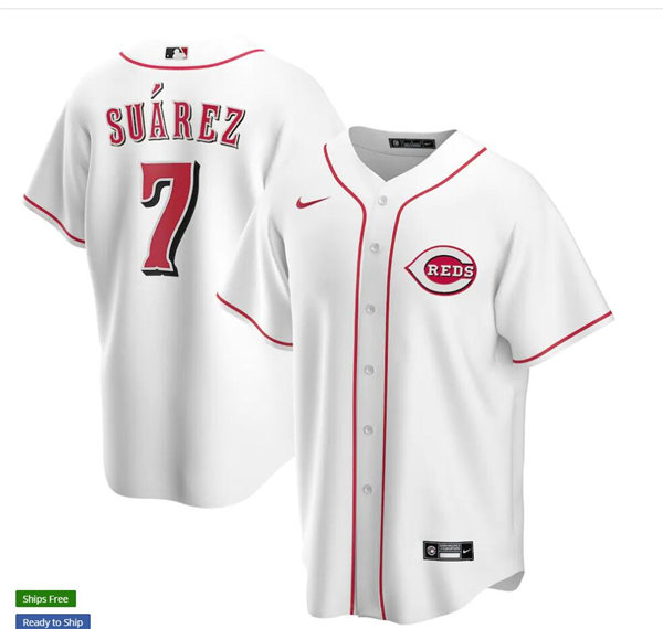 Youth Cincinnati Reds #7 Eugenio Suarez Nike White Home Jersey Youth Cincinnati Reds #7 Eugenio Suarez Nike White Home Jersey