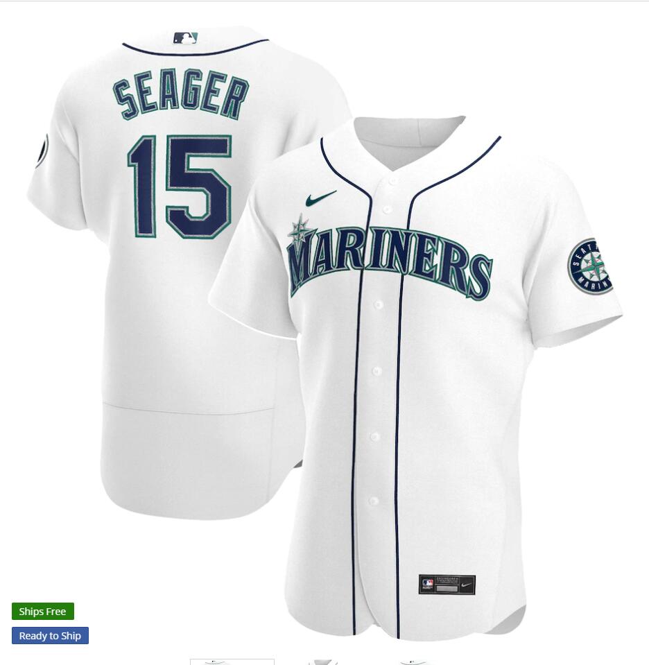 Men's Seattle Mariners #15 Kyle Seager Nike White Home FlexBase Player Jersey