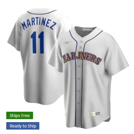 Men's Seattle Mariners Retired Player #11 Edgar Martinez Nike White Home Cooperstown Collection Jersey