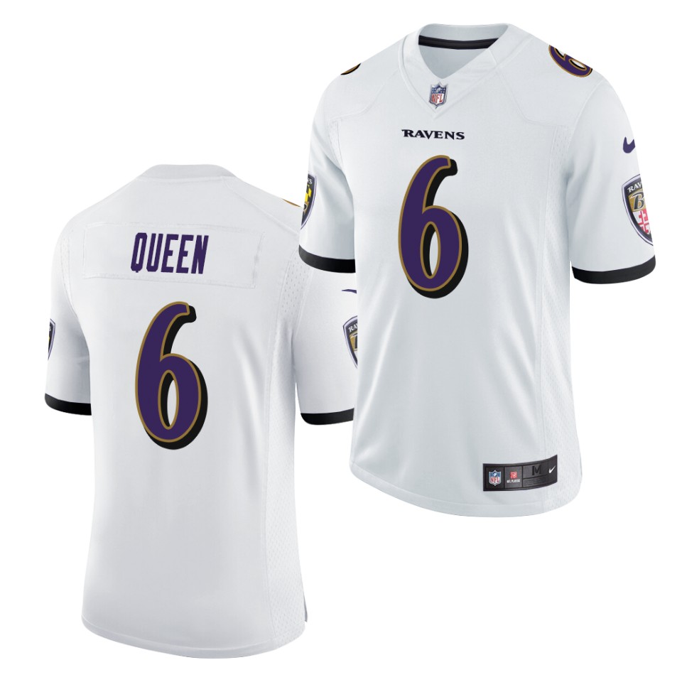 Men's Baltimore Ravens #6 Patrick Queen Nike White Vapor Untouchable Limited Jersey