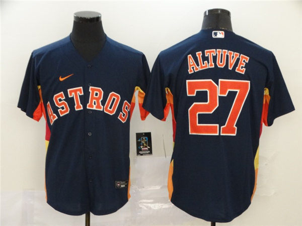 Men's Houston Astros #27 Jose Altuve Nike Navy Alternate Coolbase Jersey