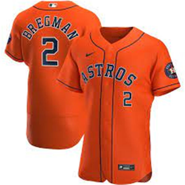 Men's Houston Astros #2 Alex Bregman Nike Orange Alternate Flexbase Jersey