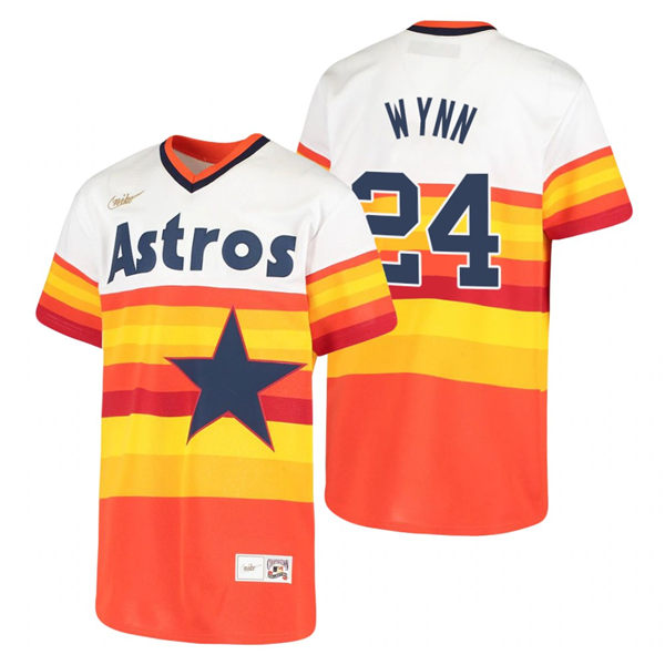 Men's Houston Astros Retired Player #24 Jimmy Wynn Nike White Orange Cooperstown Collection Jersey