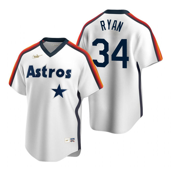 Men's Houston Astros Retired Player #34 Nolan Ryan Nike White Cooperstown Collection Jersey