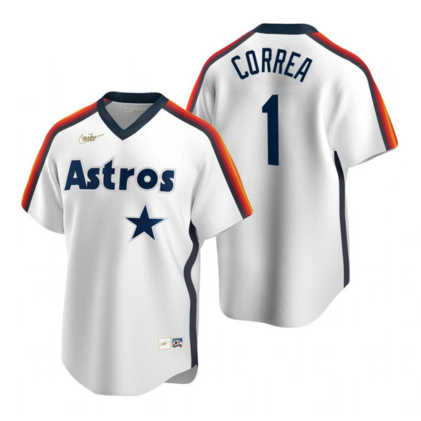 Men's Houston Astros #1 Carlos Correa Nike White Cooperstown Collection Jersey