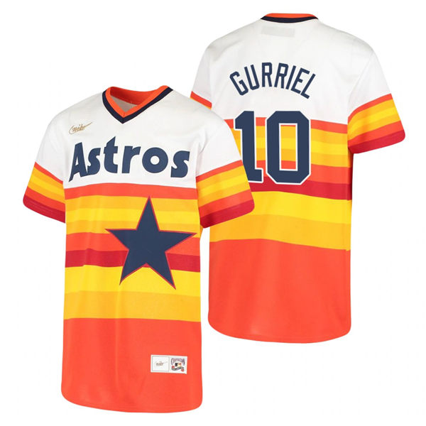 Men's Houston Astros #10 Yuli Gurriel Nike White Orange Cooperstown Collection Jersey