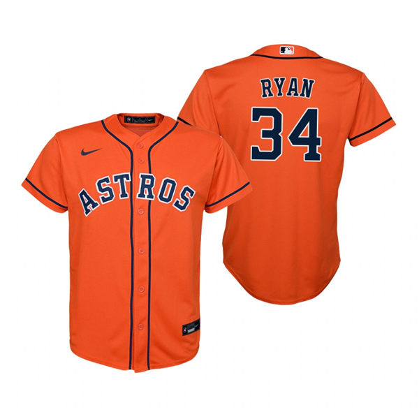 Youth Houston Astros #34 Nolan Ryan Nike Orange Jersey
