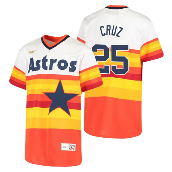 Youth Houston Astros #25 Jose Cruz Nike White Orange Cooperstown Collection Jersey
