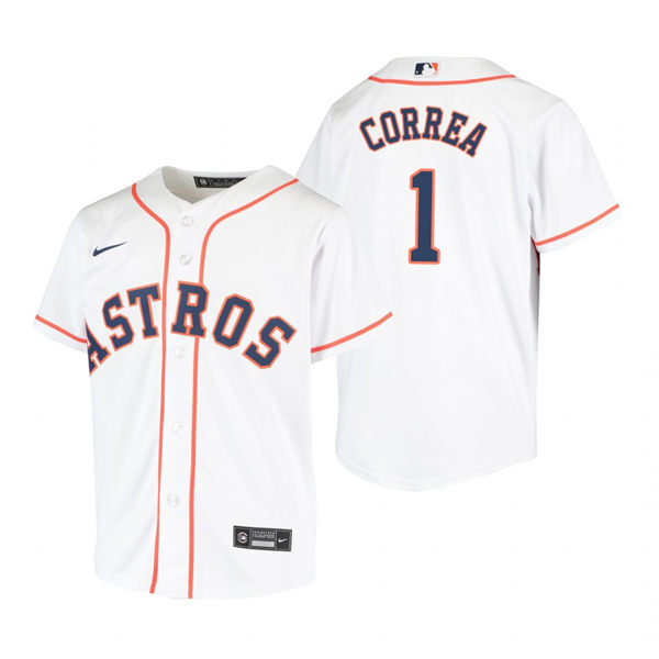 Youth Houston Astros #1 Carlos Correa Nike White Jersey