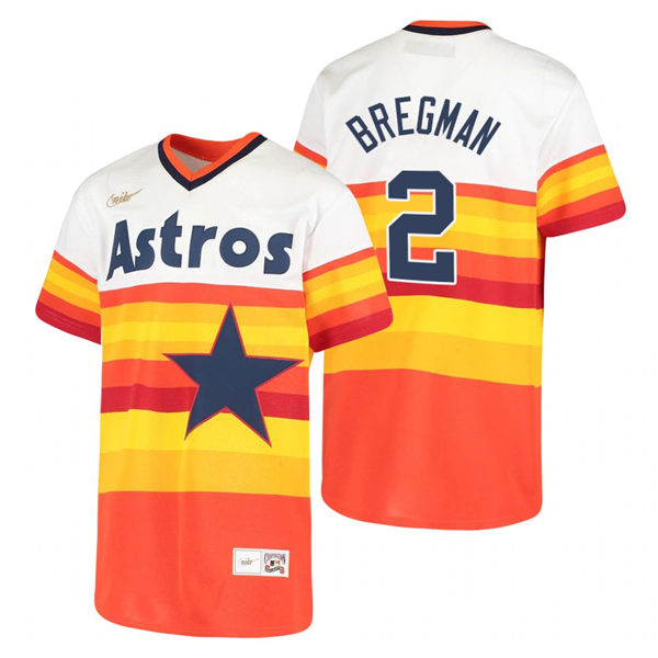 Youth Houston Astros #2 Alex Bregman Nike White Orange Cooperstown Collection Jersey