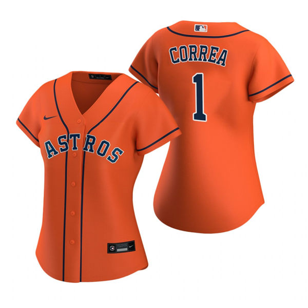 Women's Houston Astros #1 Carlos Correa Nike Orange Jersey