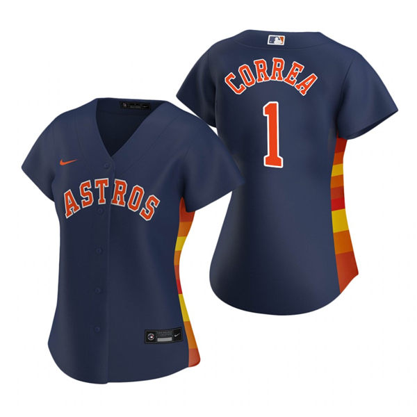 Women's Houston Astros #1 Carlos Correa Nike Navy Alternate Jersey