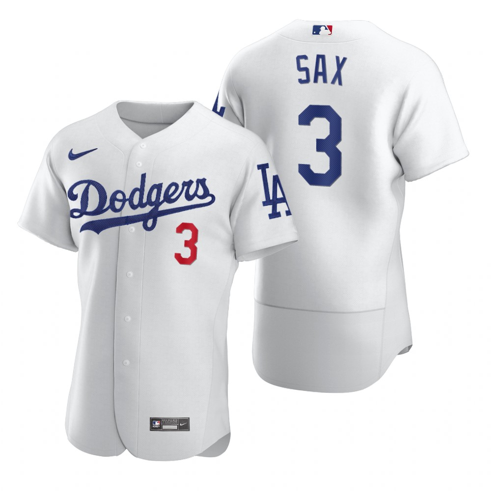 Men's Los Angeles Dodgers Retired Player #3 Steve Sax Nike White Flexbase Jersey