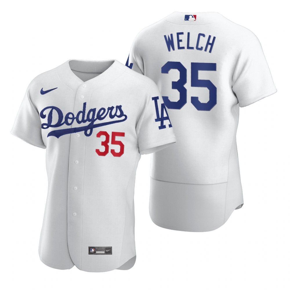 Men's Los Angeles Dodgers Retired Player #35 Bob Welch Nike White Flexbase Jersey