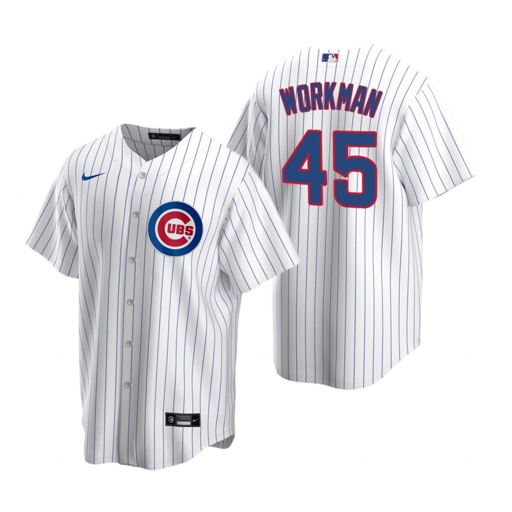 Men's Chicago Cubs #45 Brandon Workman Nike White Home Cool Base Jersey