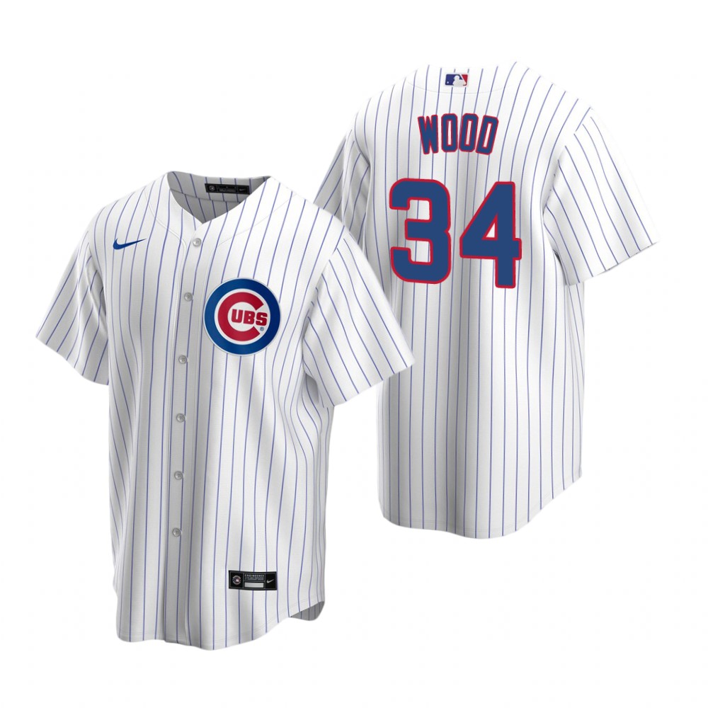 Men's Chicago Cubs Retired Player #34 Kerry Wood Nike White Cool Base Jersey