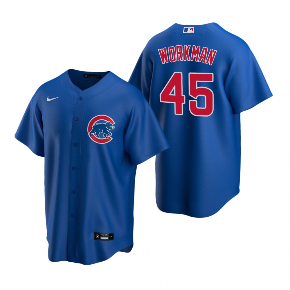 Men's Chicago Cubs #45 Brandon Workman Nike Royal Cool Base Jersey