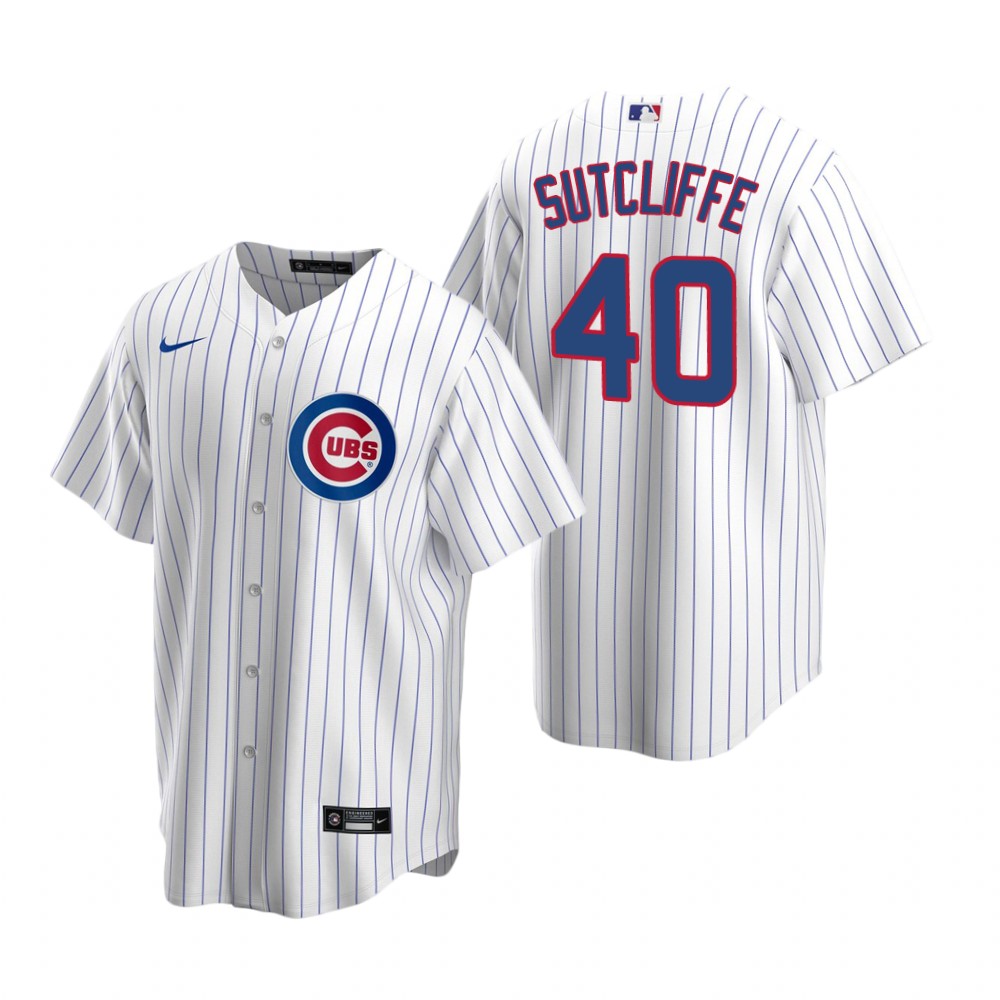 Men's Chicago Cubs Retired Player #40 Rick Sutcliffe Nike White Cool Base Jersey