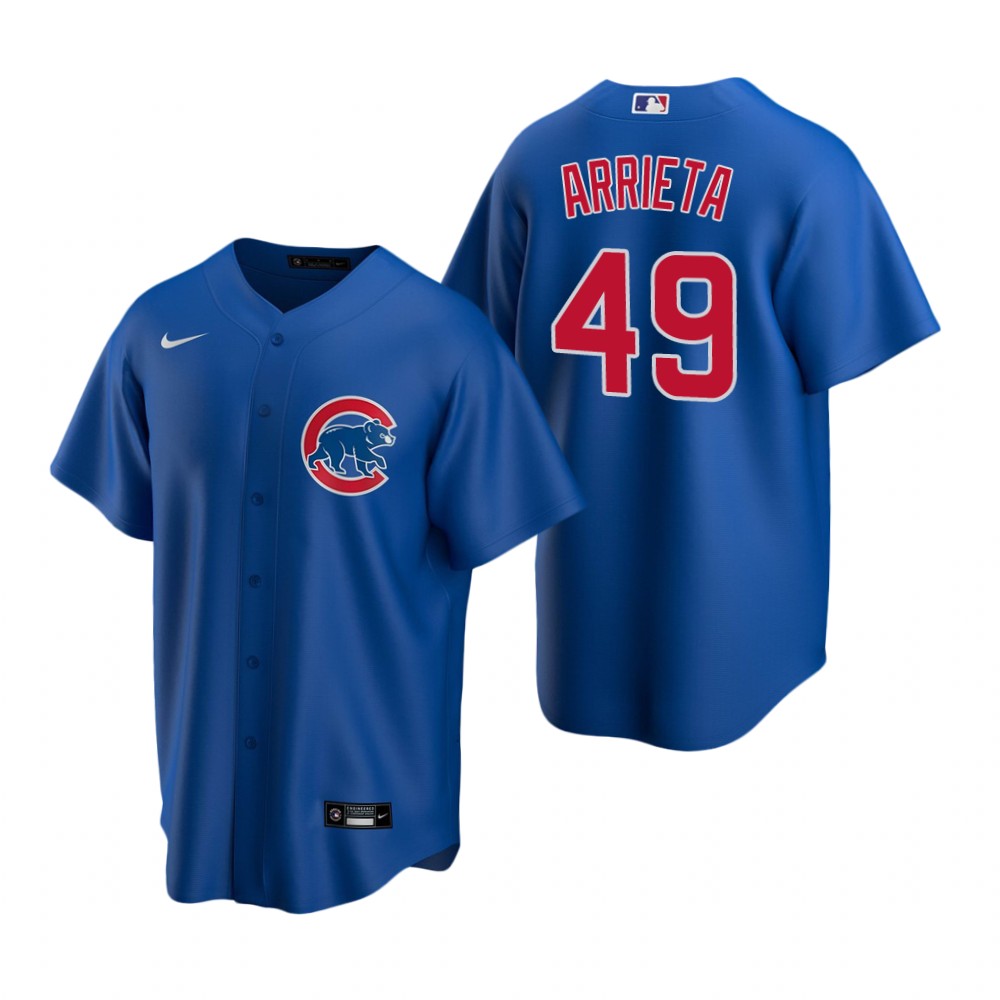 Men's Chicago Cubs #49 Jake Arrieta Nike Royal Alternate Cool Base Jersey
