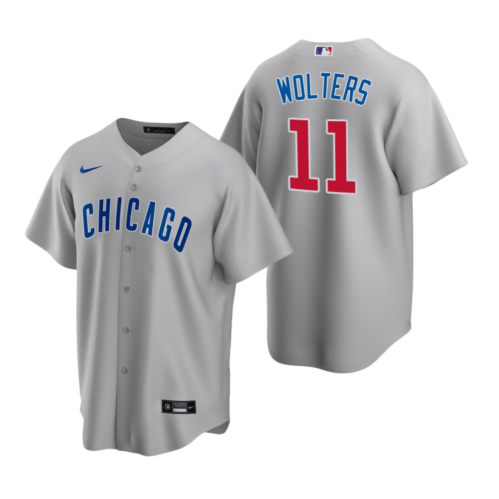 Men's Chicago Cubs #11 Tony Wolters Nike Gray Road Cool Base Jersey Men's Chicago Cubs #11 Tony Wolters Nike Gray Road Cool Base Jersey