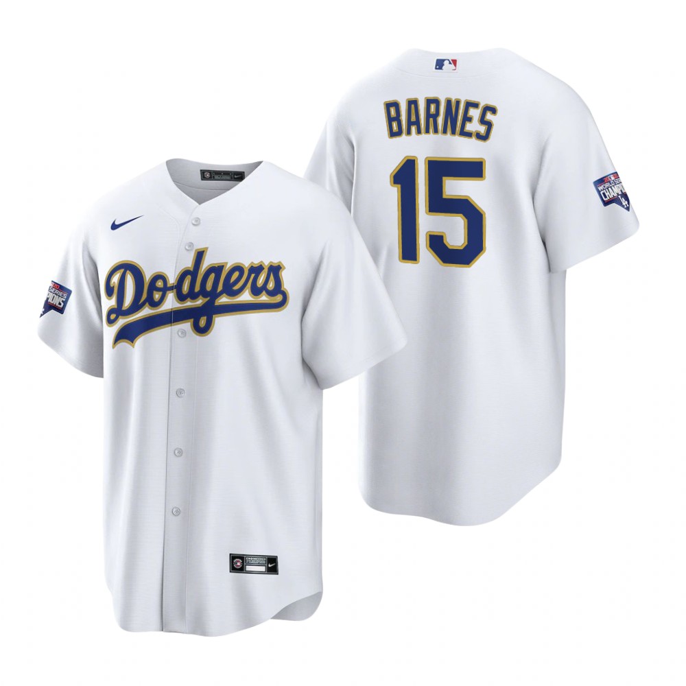 Men's Los Angeles Dodgers Austin Barnes White Gold 2021 Gold Program Player Jersey