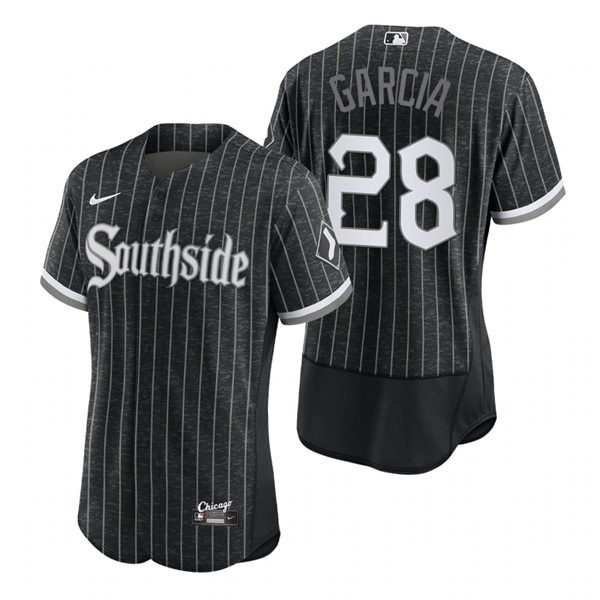 Men's Chicago White Sox #28 Leury Garcia Stitched Nike Black 2021 MLB FlexBase City Connect Jersey Men's Chicago White Sox #28 Leury Garcia Stitched Nike Black 2021 MLB FlexBase City Connect Jersey