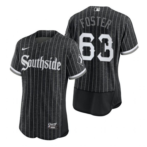 Men's Chicago White Sox #63 Matt Foster Stitched Nike Black 2021 MLB FlexBase City Connect Jersey