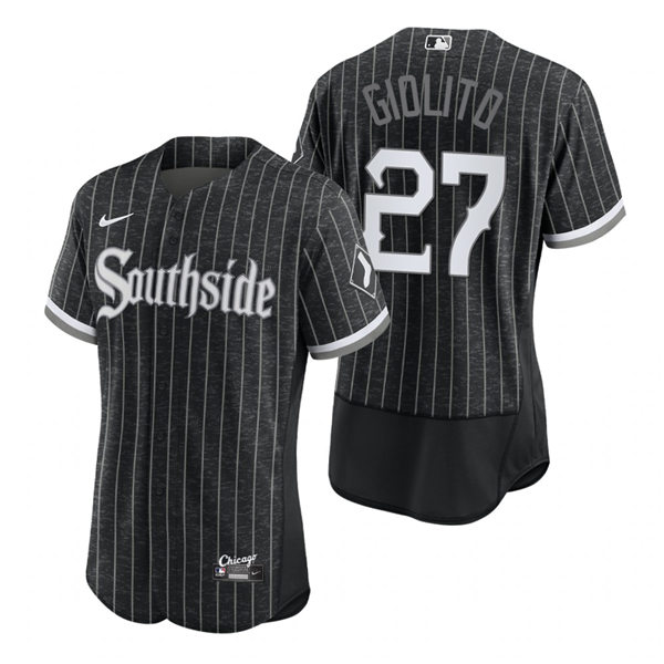 Men's Chicago White Sox #27 Lucas Giolito Stitched Nike Black 2021 MLB FlexBase City Connect Jersey Men's Chicago White Sox #27 Lucas Giolito Stitched Nike Black 2021 MLB FlexBase City Connect Jersey