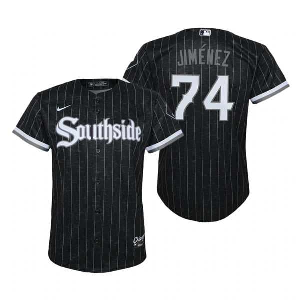 Youth Chicago White Sox #74 Eloy Jimenez Stitched Nike Black 2021 MLB City Connect Jersey