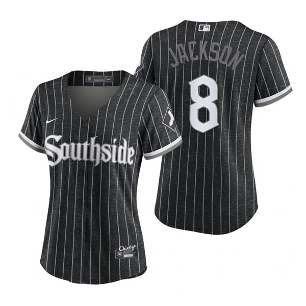 Women's Chicago White Sox Retired Player #8 Bo Jackson Stitched Nike Black 2021 MLB City Connect Jersey