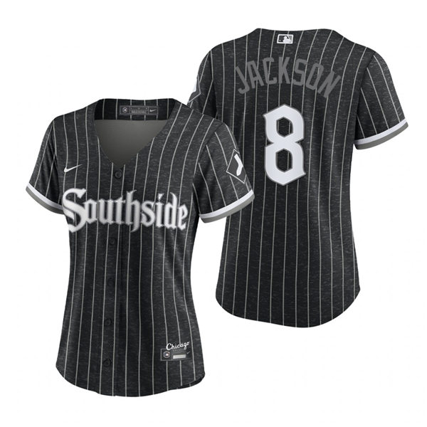Women's Chicago White Sox Retired Player #8 Bo Jackson Stitched Nike Black 2021 MLB City Connect Jersey Women's Chicago White Sox Retired Player #8 Bo Jackson Stitched Nike Black 2021 MLB City Connect Jersey