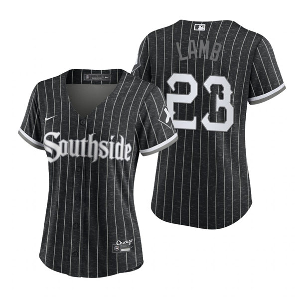Women's Chicago White Sox #23 Jake Lamb Stitched Nike Black 2021 MLB City Connect Jersey Women's Chicago White Sox #23 Jake Lamb Stitched Nike Black 2021 MLB City Connect Jersey