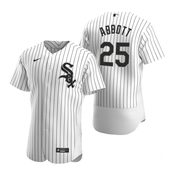 Men's Chicago White Sox Retired Player #25 Jim Abbott Nike White Home Flex Base Jersey