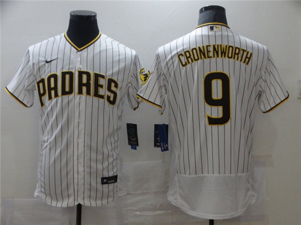 Men's San Diego Padres #9 Jake Cronenworth Nike White Brown Home Flex Base Baseball Jersey Men's San Diego Padres #9 Jake Cronenworth Nike White Brown Home Flex Base Baseball Jersey