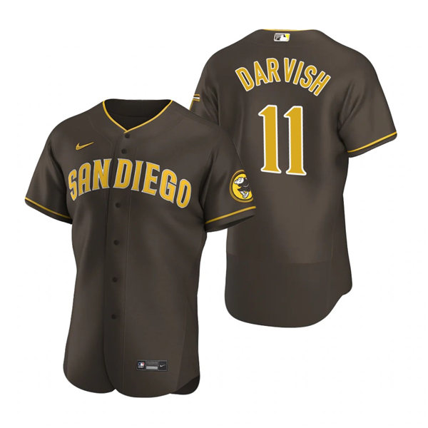 Men's San Diego Padres #11 Yu Darvish Nike Brown Road Player Flex Base Baseball Jersey